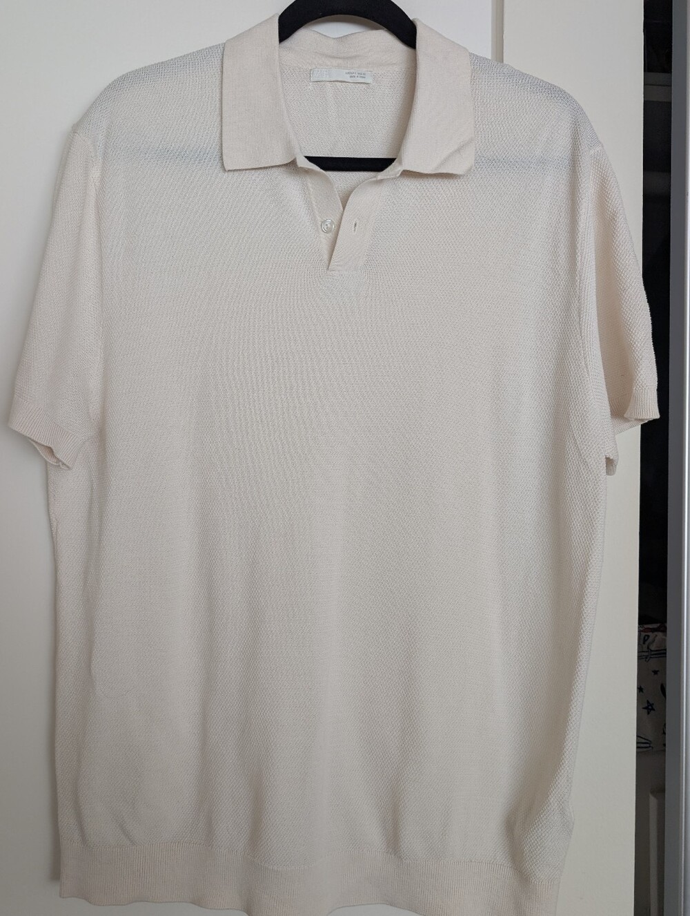 Zara Men's Short Sleeve Polo in Light Cream